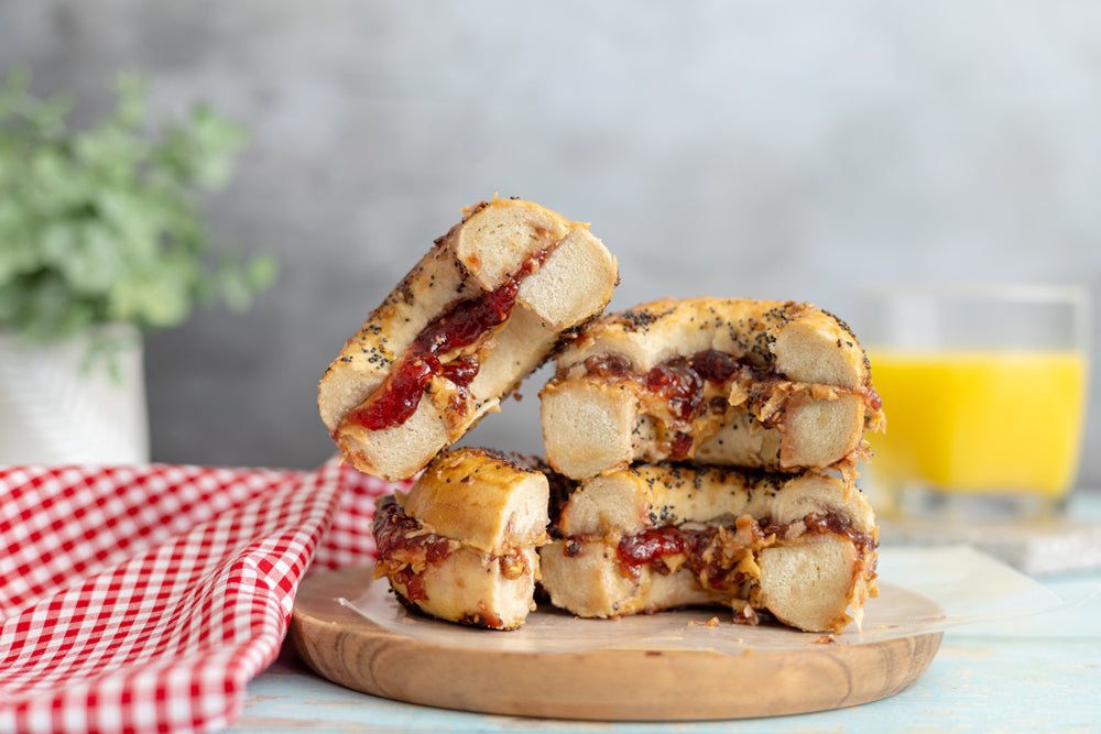 Grilled Peanut Butter And Jelly Bagel Sandwich