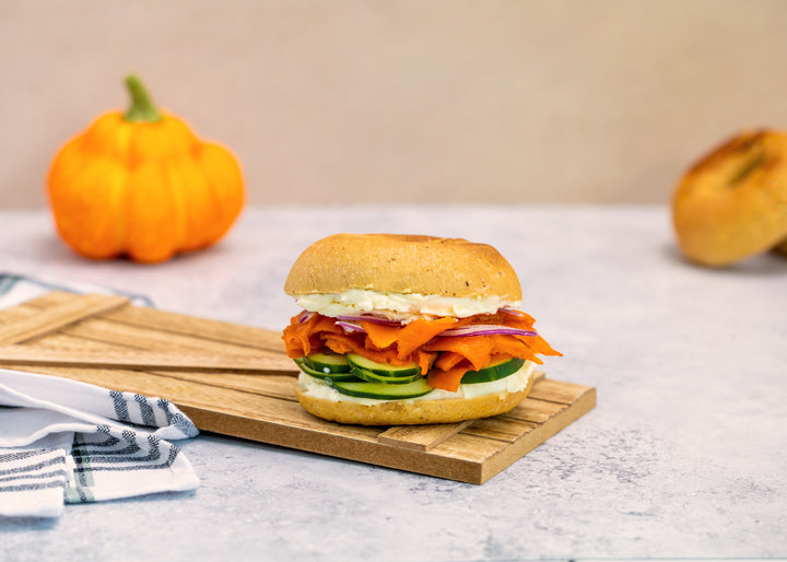 Gluten-Free Pumpkin Bagel With Vegan Salmon Lox