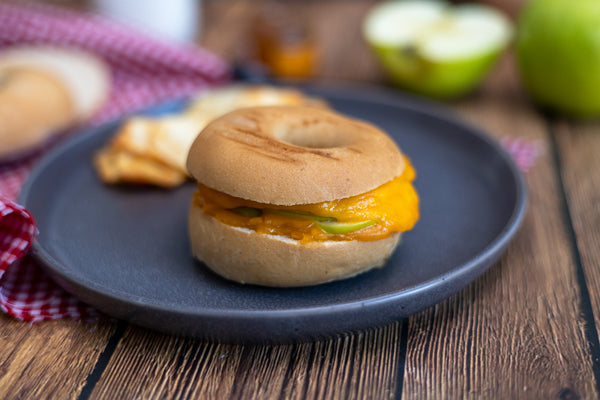 Apple and Cheddar Grilled Cheese Bagel